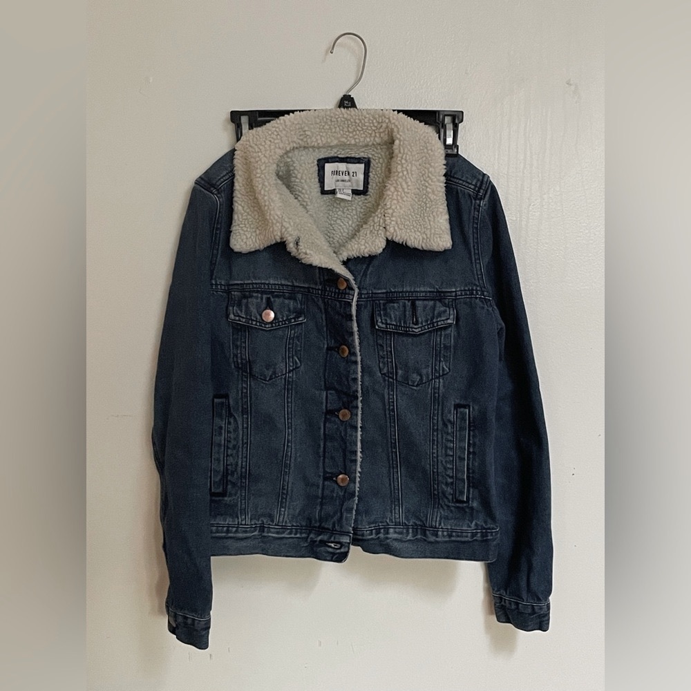 sherpa-collared jean jacket